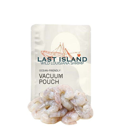 Last Island wild Louisiana shrimp in an ocean-friendly vacuum pouch